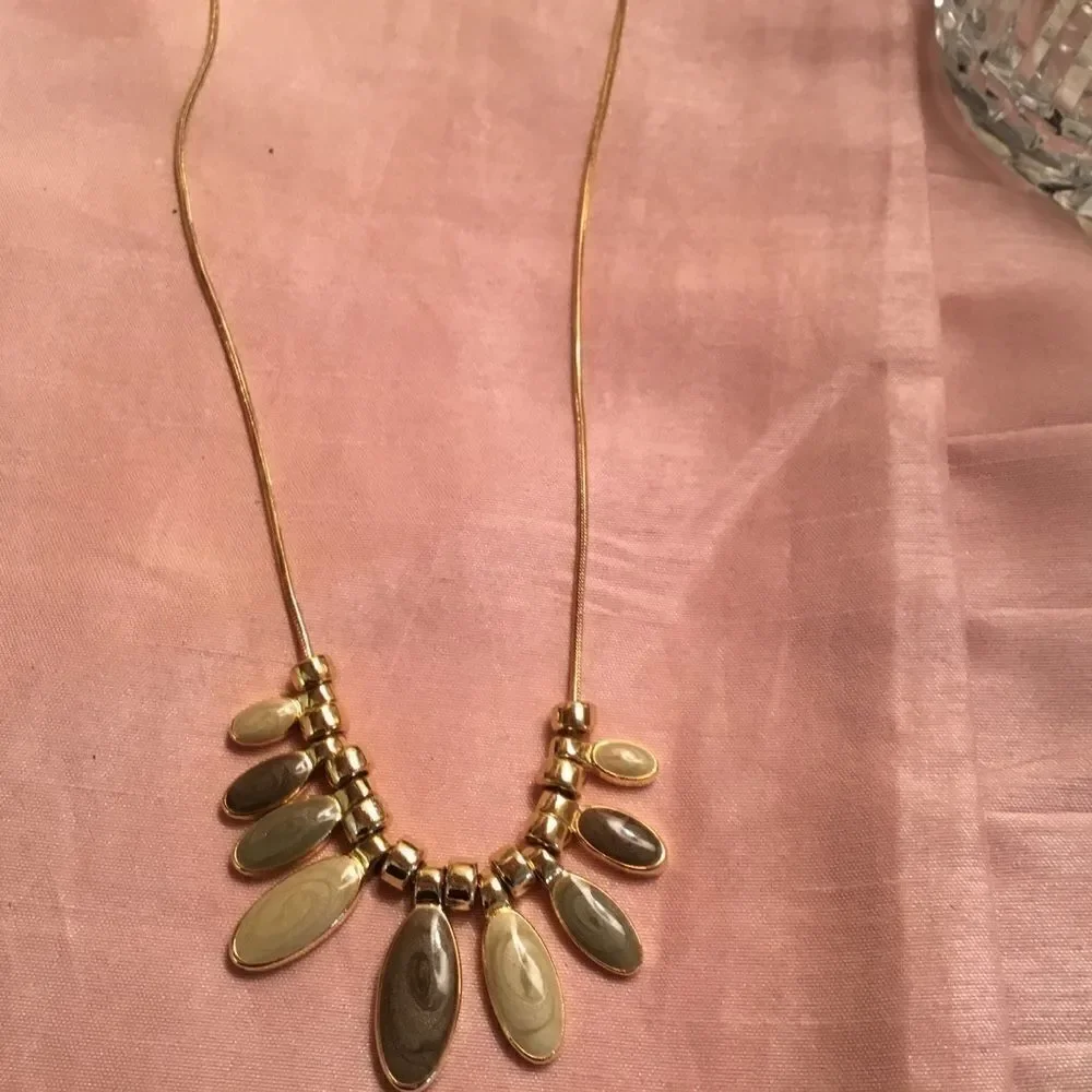 Goldtone Snake Chain with Green Pedals